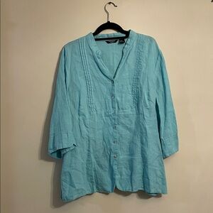Autograph linen Light Blue Button Down Women's Shirt